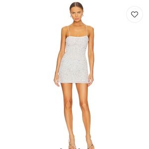 Retrofete Dionne Sequin Dress in Silver & White